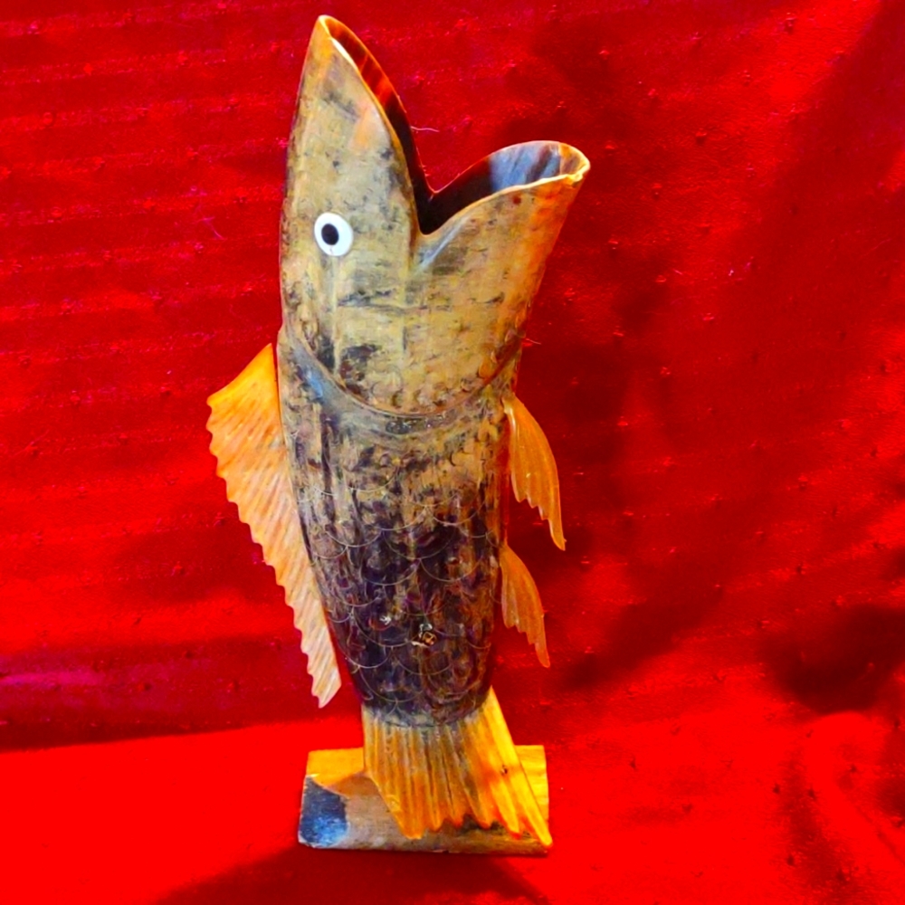 Hand carved wooden fish, absolutely gorgeous